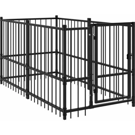 Nova Recinzione Per Cani Nera Gabbia 193,5x97x100 Cm In Acciaio 4 Nova Recinzione Per Cani Nera Gabbia 193,5x97x100 Cm In Acciaio - immagine 2