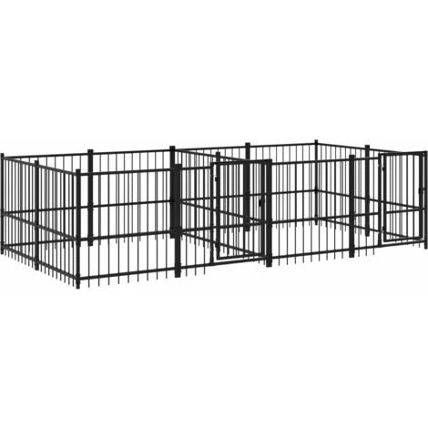 Nova Recinzione Gabbia Per Cani Da Esterno In Acciaio Nero Varie Dimensioni Dimensioni: 388 X 193.5 X 100 Cm 4 Nova Recinzione Gabbia Per Cani Da Esterno In Acciaio Nero Varie Dimensioni Dimensioni: 388 X 193.5 X 100 Cm - immagine 2