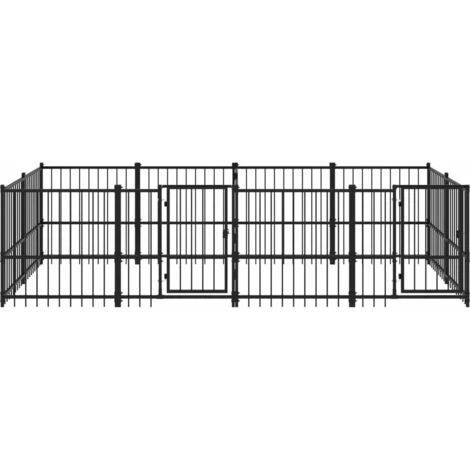 Nova Recinzione Gabbia Per Cani Da Esterno In Acciaio Nero Varie Dimensioni Dimensioni: 388 X 193.5 X 100 Cm 5 Nova Recinzione Gabbia Per Cani Da Esterno In Acciaio Nero Varie Dimensioni Dimensioni: 388 X 193.5 X 100 Cm - immagine 3