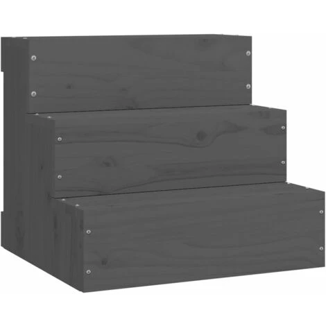 Nova Scala Per Animali In Legno Massello Di Pino 40x37,5x35 Cm Vari Colori Colore: Grigio 4 Nova Scala Per Animali In Legno Massello Di Pino 40x37,5x35 Cm Vari Colori Colore: Grigio - immagine 2