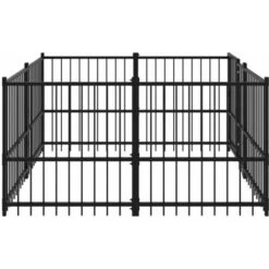 Nova Recinto Gabbia Per Cani Da Esterno In Acciaio Nero Resistente Varie Dimensioni Dimensioni: 194 X 193.5 X 100 Cm -Cibi per cani in Italia 94027000 4