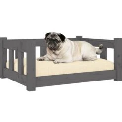 Nova Cuccia Per Cani In Legno Massello Di Pino Resistente 65,5x50,5x28 Cm Vari Colori Colore: Grigio -Cibi per cani in Italia 94027477 3