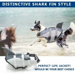 Giubbotto Salvagente Shark Per Cani, Giubbotto Salvagente Per Cani Con Maniglia Di Salvataggio, Giubbotto Di Sicurezza Ripstop, Giubbotto Di Salvataggio Con Ottima Galleggiabilità, Regolabile -Cibi per cani in Italia 94295194 5