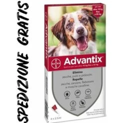 Advantix Bayer Spot-on Cani Da 10 A 25 Kg Scaden 2025 4 Pipette Da 22,47 Cad Quantita': 1 Pezzo
