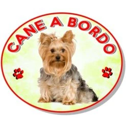 Adesivo Vetrofania Cane A Bordo Yorkshire