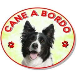 Adesivo Vetrofania Cane A Bordo Border Collie