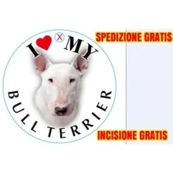 Medaglietta Per Cane Bull Terrier Bianco Spedizione E Incisione Gratis