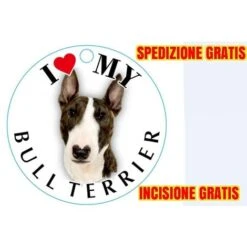 Medaglietta Per Cane Bull Terrier Marrone Spedizione E Incisione Gratis