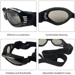 Lunettes Pliables Pour Chien Lunettes Pour Animaux De Compagnie Lunettes De Soleil Pour Animaux De Compagnie Protection UV Lunettes De Soleil Sangle Réglable Pour Petits Chiens, Chiens Moyens (NOIR),Le Noir -Cibi per cani in Italia 94914146 3