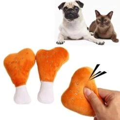 Trade Shop - Gioco Peluche Coscia Di Pollo Morbido Con Suono Stridulo In Tessuto Per Cane Denti