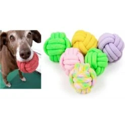 Trade Shop - Palla In Corda Gioco 10cm In Tessuto Per Cane Denti Masticare Lanciatore Parco Dog
