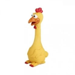 Trade Shop - Giocattolo Pollo Gomma Suono Stridulo Toy Squeaky Resistente Masticare Cani