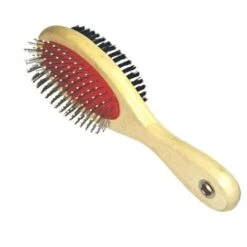 Trade Shop - Cardatore Spazzola Legno Bifacciale Per Animali Cane Gatto Rimuovere Pelo Morto