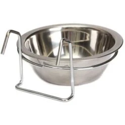 Trade Shop - Ciotola 16cm Con Gancio Rialzato Cane Gatto Uccelli Acqua In Acciaio Antiscivolo