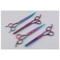 Set Di 4 Forbici Professionali Per Toelettatura Cani 440 C In Acciaio Giapponese Forbici Dritte, Curve E Sfoltire Con 1 Pettine Per Toelettatura Cani -Cibi per cani in Italia 95220437 4