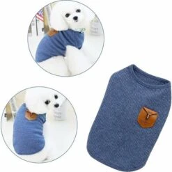 T-shirt Minimalista Per Cani Vestiti Per Gatti Blu E Grigio 100% Cotone Per Cani Mini Cani Di Piccola Taglia Gatto (confezione Da 2 (S-adatto Per Cuccioli Da Uno A Due Mesi, Grigio E Blu) -Cibi per cani in Italia 95222803 3