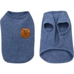 T-shirt Minimalista Per Cani Vestiti Per Gatti Blu E Grigio 100% Cotone Per Cani Mini Cani Di Piccola Taglia Gatto (confezione Da 2 (S-adatto Per Cuccioli Da Uno A Due Mesi, Grigio E Blu) -Cibi per cani in Italia 95222803 4