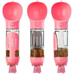 Borraccia Per Cani Da Passeggio, Tazza Per Animali Domestici Da 300 Ml Con Sacchetto Per Escrementi, Paletta, Scatola Per Cibo Per Cani E Gatti, Rosa -Cibi per cani in Italia 95222909 2