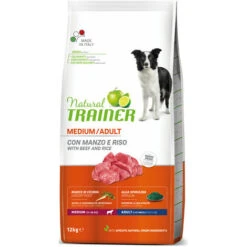 Trainer Natural Per Cane Adult Medium Con Manzo, Riso, Cicoria E Alga Spirulina Da 12 Kg
