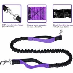 Guinzaglio Per Cani A Mani Libere Per Corsa, Camminata, Addestramento, Escursionismo, Elastico Riflettente Ammortizzante A Doppia Impugnatura, Cintura E Marsupio Regolabili, Ideale Per Cani Di Taglia -Cibi per cani in Italia 95468543 3