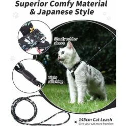 Imbracatura Regolabile Per Gatti (145 Cm Nera S) Per Gatti, Cani Di Piccola Taglia, In Nylon Con Guinzaglio Resistente Alla Sicurezza, Per Cuccioli, Gattini, Piccoli Animali Domestici -Cibi per cani in Italia 95526990 3