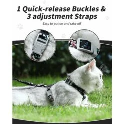 Imbracatura Regolabile Per Gatti (145 Cm Nera S) Per Gatti, Cani Di Piccola Taglia, In Nylon Con Guinzaglio Resistente Alla Sicurezza, Per Cuccioli, Gattini, Piccoli Animali Domestici -Cibi per cani in Italia 95526990 4