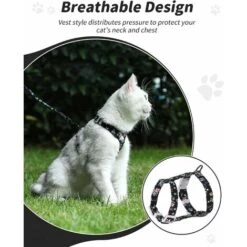 Imbracatura Regolabile Per Gatti (145 Cm Nera S) Per Gatti, Cani Di Piccola Taglia, In Nylon Con Guinzaglio Resistente Alla Sicurezza, Per Cuccioli, Gattini, Piccoli Animali Domestici -Cibi per cani in Italia 95526990 5