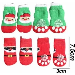 Calzini Natalizi Per Cani Al Coperto Confezione Da 4 Protezioni Per Zampe Di Animali Domestici (M) -Cibi per cani in Italia 95860738 2