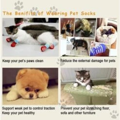 Calzini Natalizi Per Cani Al Coperto Confezione Da 4 Protezioni Per Zampe Di Animali Domestici (M) -Cibi per cani in Italia 95860738 4