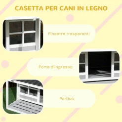 PawHut Cuccia Per Cani Da Esterno In Legno E PVC Con Portico E Finestre, 126x118x105cm, Grigio 11 PawHut Cuccia Per Cani Da Esterno In Legno E PVC Con Portico E Finestre, 126x118x105cm, Grigio -Cibi per cani in Italia 96084954 5
