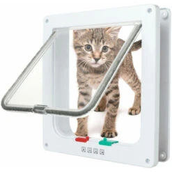 Porta Per Gatti, Porta Piatta In Plastica Con Serratura A 4 Vie Per Finestra Interna, Parete, Porta Esterna, Bianco -Cibi per cani in Italia 96229661 4