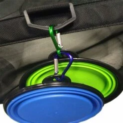 LITZEE Ciotola E Bottiglia Da Viaggio Per Cani Ciotole Da Viaggio Pieghevoli In Silicone Per Cani, Cibo O Acqua Per Escursionismo, Campeggio, Tazza Espandibile, Con Moschettone Blu/Verde -Cibi per cani in Italia 96298015 5