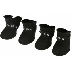 LITZEE Calzini E Scarpe Per Cani 4 Pezzi Scarpe Per Cani Stivali In Silicone Scarpe Da Pioggia Protettive Antiscivolo Impermeabili Per Cani Di Piccola Taglia (XL/Nero)