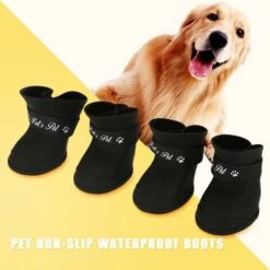 LITZEE Calzini E Scarpe Per Cani 4 Pezzi Scarpe Per Cani Stivali In Silicone Scarpe Da Pioggia Protettive Antiscivolo Impermeabili Per Cani Di Piccola Taglia (XL/Nero) -Cibi per cani in Italia 96298313 5