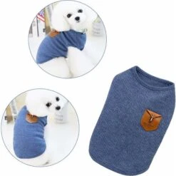 LITZEE T-Shirt Per Cani E Maglione T-Shirt Per Cani, Vestiti Per Gatti, 100% Cotone, Per Cani Mini, Cani Di Piccola Taglia E Gatti (S- Blu) -Cibi per cani in Italia 96299528 3