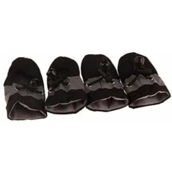 LITZEE Calzini E Scarpe Per Cani Confezione Da 4 Stivali Da Pioggia Per Cani, Stivali Impermeabili Copriscarpe Morbidi Antiscivolo Design Riflettente Per Cani Cuccioli Animali Domestici (Nero 5)
