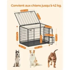 Songmics FEANDREA Gabbia Per Cani Pesanti, Casetta Per Animali Domestici, 107 X 70 X 74,9 Cm, Per Cani Di Taglia Grande E Media, Anti-fuga, Doppio Sportello Rimovibile -Cibi per cani in Italia 96923106 5