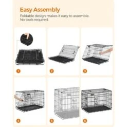 FEANDREA Gabbie Per Cuccioli Cane Metallo Gabbia Trasportino Animali Cane 2 Porte Trasportino Pieghevole Nero XXXL 122cm X 74.5cm X 80.5cm Da SONGMICS -Cibi per cani in Italia 96923296 3