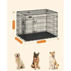 FEANDREA Gabbie Per Cuccioli Cane Metallo Gabbia Trasportino Animali Cane 2 Porte Trasportino Pieghevole Nero XXXL 122cm X 74.5cm X 80.5cm Da SONGMICS -Cibi per cani in Italia 96923296 5