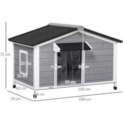 PawHut Casetta Per Cani In Legno Con Design Rialzato, Tenda Protettiva E 2 Finestre, 109x79x72 Cm 9 PawHut Casetta Per Cani In Legno Con Design Rialzato, Tenda Protettiva E 2 Finestre, 109x79x72 Cm -Cibi per cani in Italia 96925718 3