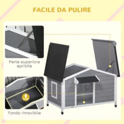 PawHut Casetta Per Cani In Legno Con Design Rialzato, Tenda Protettiva E 2 Finestre, 109x79x72 Cm 11 PawHut Casetta Per Cani In Legno Con Design Rialzato, Tenda Protettiva E 2 Finestre, 109x79x72 Cm -Cibi per cani in Italia 96925718 5