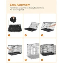 FEANDREA Gabbia Per Cuccioli Cane In Metallo, Casse, 2 Porte Trasportino Pieghevole Nero 91 X 58 X 64cm Da SONGMICS -Cibi per cani in Italia 97057138 4