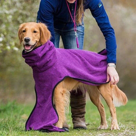Maglione Per Animali Domestici, Velluto A Grana, Spesso, Caldo, Con Cappuccio, In Tinta Unita, Accappatoio Per Asciugamano 5 Maglione Per Animali Domestici, Velluto A Grana, Spesso, Caldo, Con Cappuccio, In Tinta Unita, Accappatoio Per Asciugamano - immagine 3