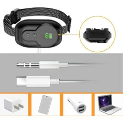 Collare Antiabbaio Per Cani, Ricaricabile, Resistenza All'acqua IP67 E Collare Intelligente Per Il Rilevamento Dell'abbaio Vibrazioni/scosse Elettriche/modalità Audio Per Cani Di Taglia Grande - Nero -Cibi per cani in Italia 97875347 3