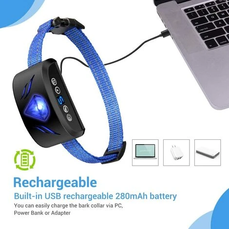 Tappo Antiabbaio Ricaricabile Con Innocua Modalità Bip/vibrazione/shock E Sensibilità Regolabile Per Cani Di Piccola, Media/grande Taglia 6 Tappo Antiabbaio Ricaricabile Con Innocua Modalità Bip/vibrazione/shock E Sensibilità Regolabile Per Cani Di Piccola, Media/grande Taglia - immagine 4