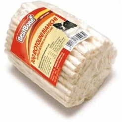 100 Rotolini Bianchi Termoretratti In Pelle Bovina Da Masticare Per Cani