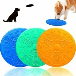 Confezione Da 3 Frisbee Per Cani, Giocattolo Frisbee In Gomma Naturale Morbida Per Cani Di Tutte Le Taglie Per Addestrare Cani, Lanciare, Catturare E Giocare