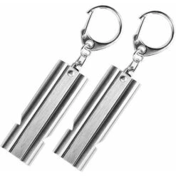 2 Pezzi Fischietto Di Sopravvivenza 120db Fischietto Professionale Per Arbitro Fischietto Di Emergenza Doppio Tubo In Acciaio Inossidabile Con Portachiavi Per Campeggio Escursionismo Salvavita