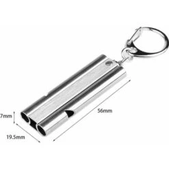 2 Pezzi Fischietto Di Sopravvivenza 120db Fischietto Professionale Per Arbitro Fischietto Di Emergenza Doppio Tubo In Acciaio Inossidabile Con Portachiavi Per Campeggio Escursionismo Salvavita -Cibi per cani in Italia 98122989 5