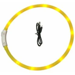 Collare Per Cani Illuminato, Collare Per Cani A LED Ricaricabile Tramite USB, Collare Di Sicurezza Regolabile Lampeggiante Per Cani Di Taglia Piccola E Media, Giallo.